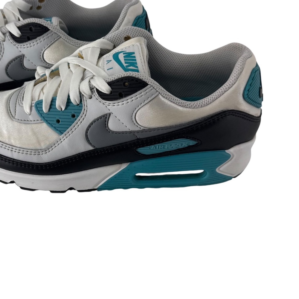 Nike Air Max 90 Womens 10 White Grey Teal Metallic Sneakers FB8570-101 - Picture 9 of 11